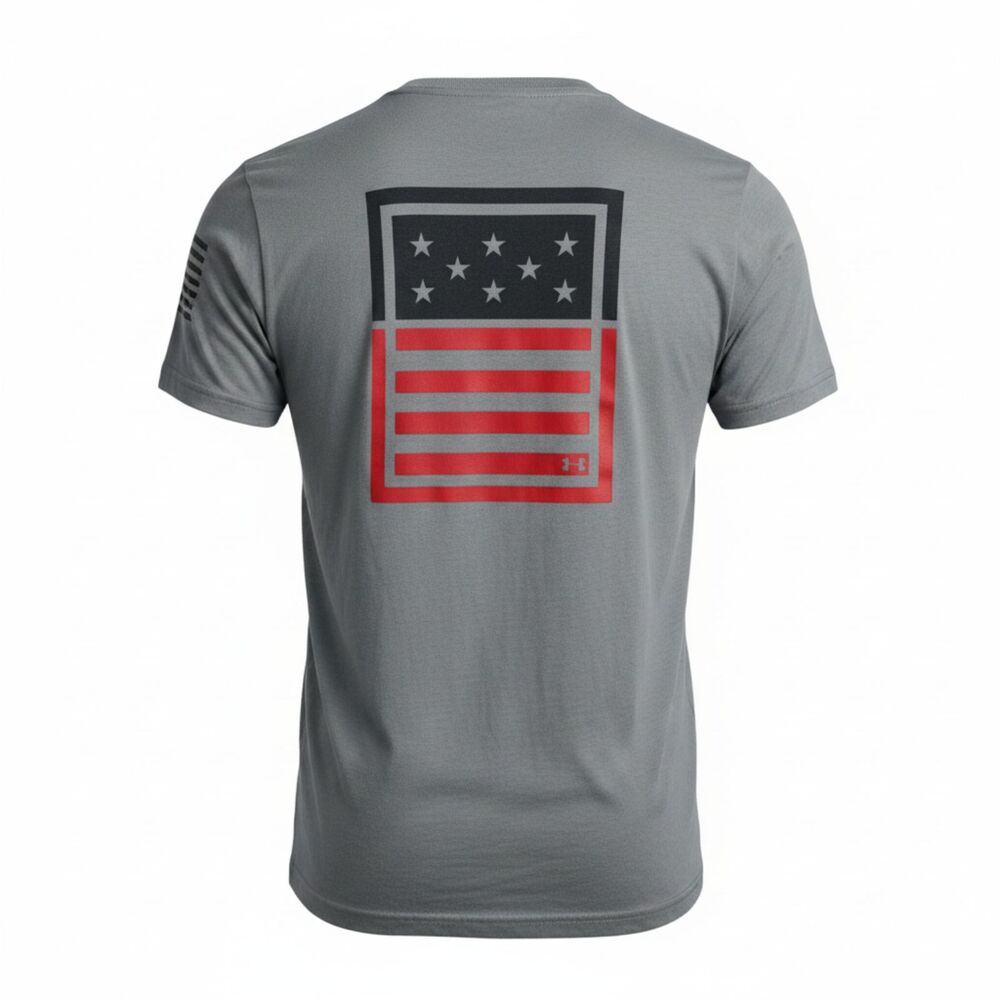 Under Armour Freedom Gray Boys Youth Medium Flag Graphic T-Shirt - Picture 2 of 7